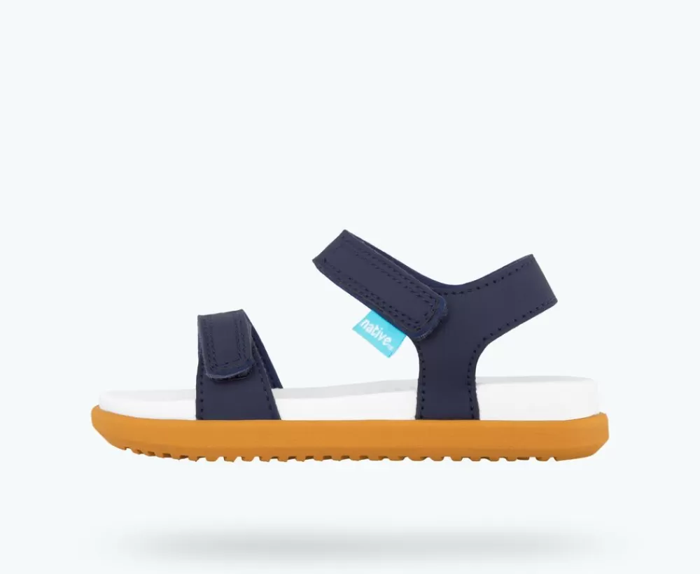 Native Shoes Sandals^Charley Child Regatta Blue/ Shell White/ Toffee Brown