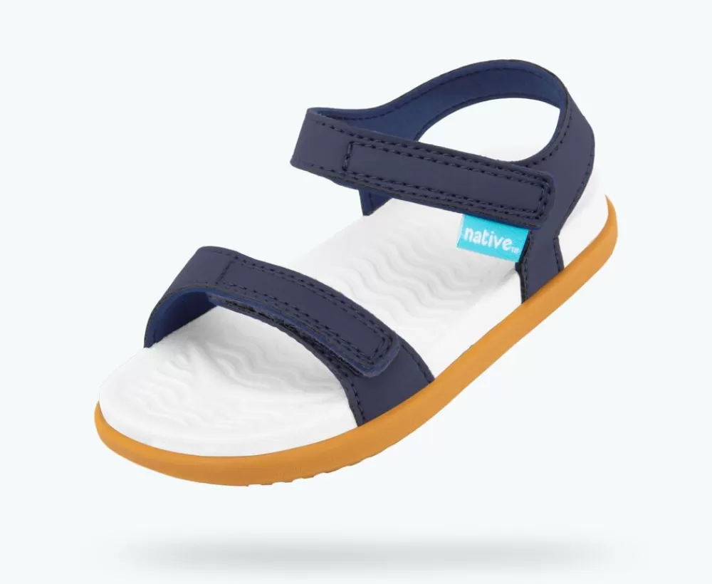 Native Shoes Sandals^Charley Child Regatta Blue/ Shell White/ Toffee Brown