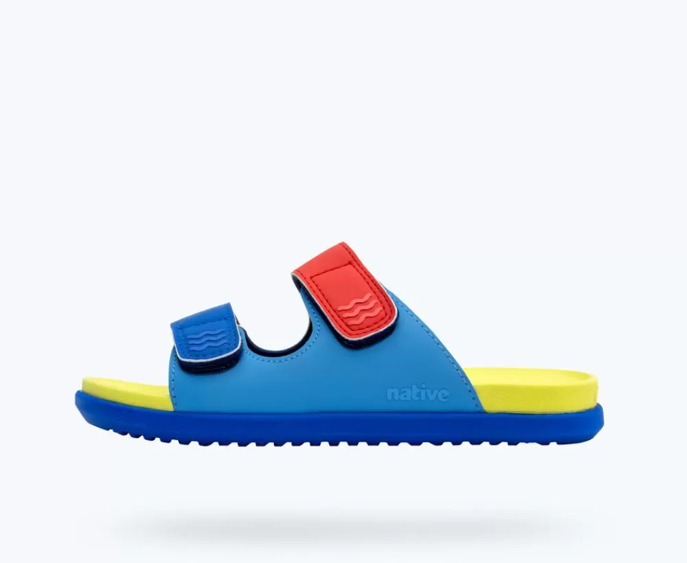 Native Shoes Sandals^Frankie Sugarlite Junior Resting Blue/ Celery Green/ Uv Blue/ Uv Hyper Strap