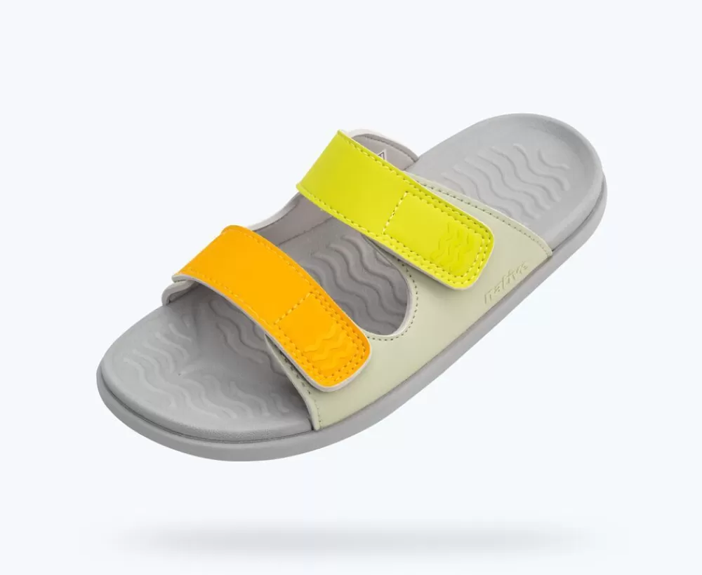 Native Shoes Sandals^Frankie Sugarlite Junior Tea Green/ Pigeon Grey/ Chartreuse Trip Straps