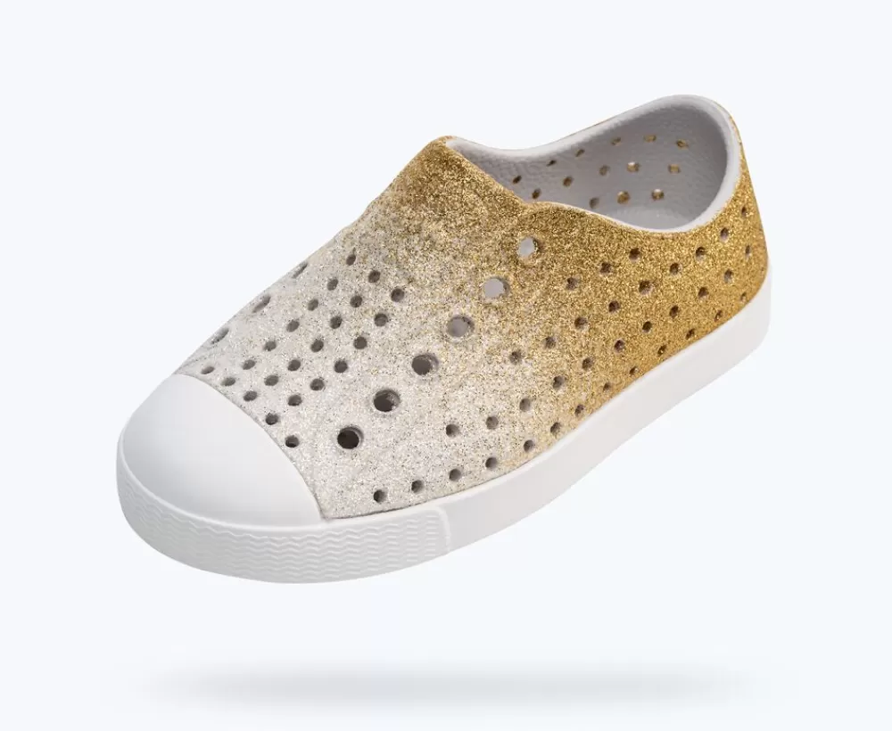 Native Shoes Shoes^Jefferson Bling Child Gold Frost Bling/ Shell White