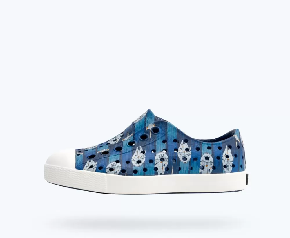 Native Shoes Shoes^Jefferson Star Wars Print Child Starry Blue/ Shell White/ Millennium Falcon Aop