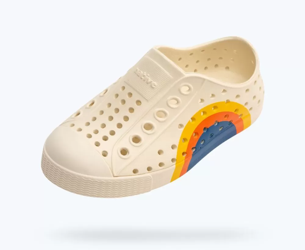 Native Shoes Shoes^Jefferson Sugarlite Block Child Bone White/ Bone White/ Spicy Flame Vallarta Circle