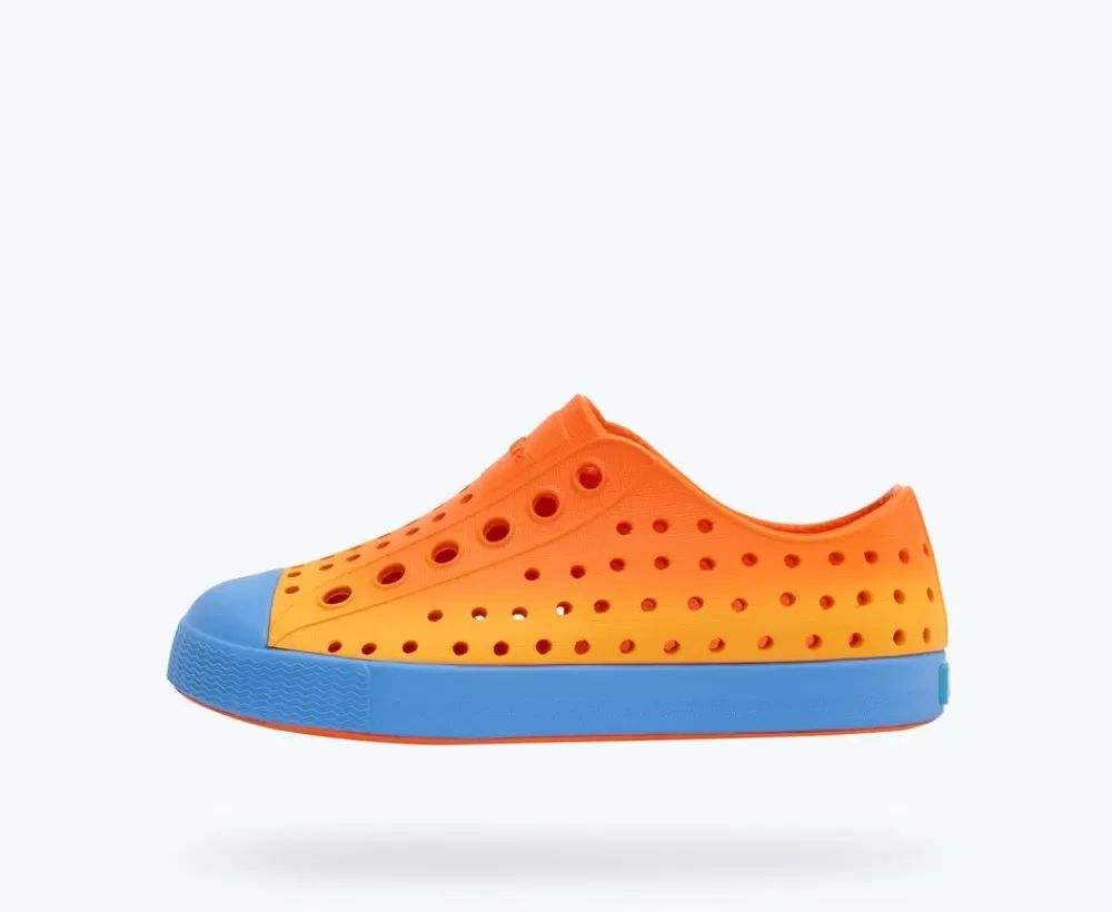 Native Shoes Shoes^Jefferson Sugarlite Ombre Child Laflame Orange/ Resting Blue/ Laflame Spicy Ombre