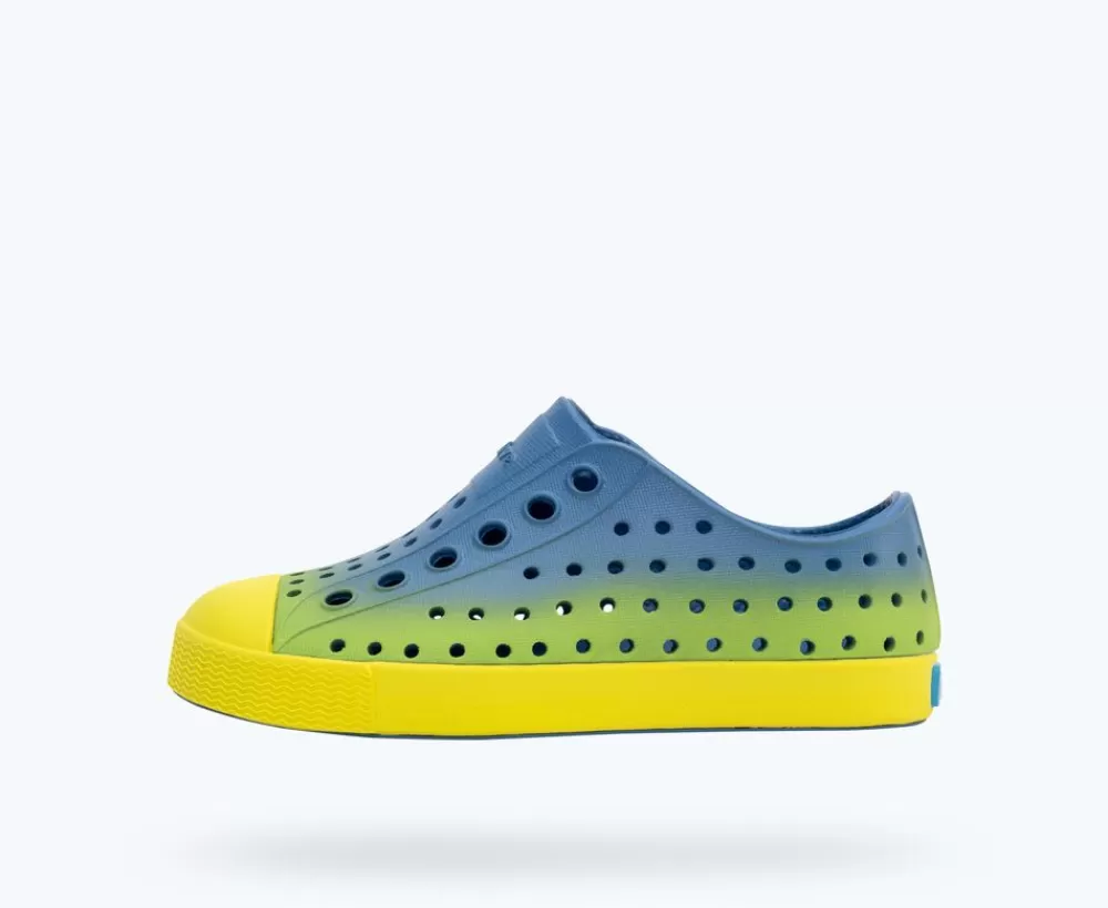 Native Shoes Shoes^Jefferson Sugarlite Ombre Child Vallarta Blue/ Pickle Green/ Vallarta Snap Ombre