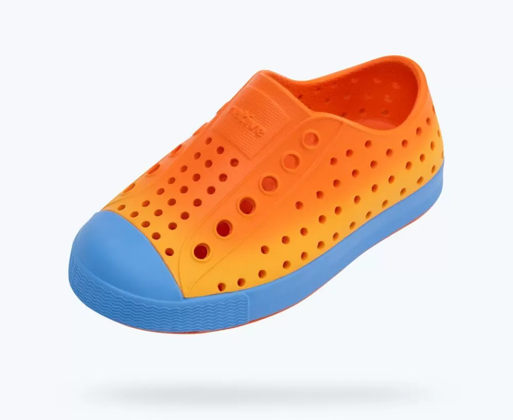 Native Shoes Shoes^Jefferson Sugarlite Ombre Child Laflame Orange/ Resting Blue/ Laflame Spicy Ombre