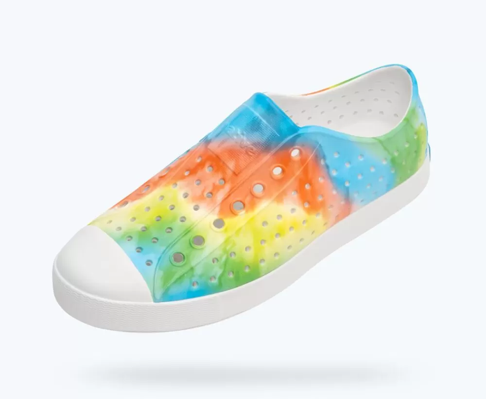 Native Shoes Shoes^Jefferson Sugarlite Print Shell White/ Shell White/ Rainbow Tie Dye