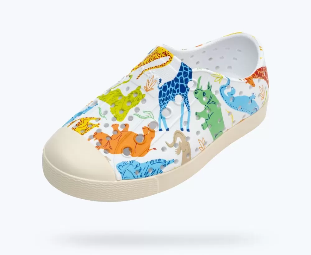 Native Shoes Shoes^Jefferson Sugarlite Print Child Shell White/ Bone White/ Candy Safari Friends