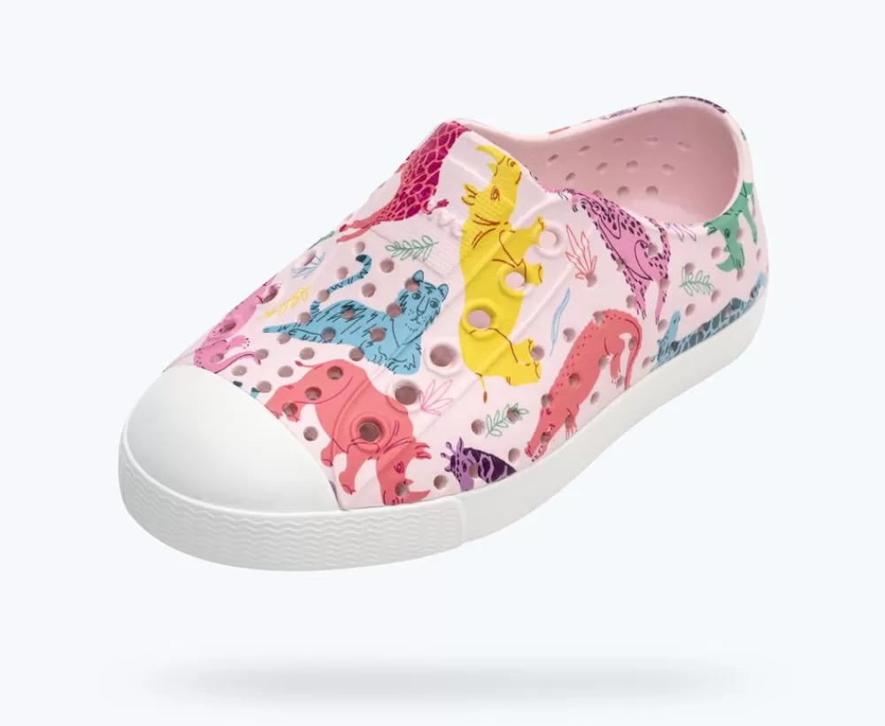 Native Shoes Shoes^Jefferson Sugarlite Print Child Milk Pink/ Shell White/ Sea Fan Safari Friends