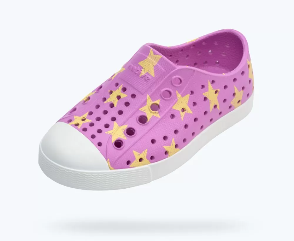 Native Shoes Shoes^Jefferson Sugarlite Print Child Winterberry Pink/ Shell White/ Morning Stars