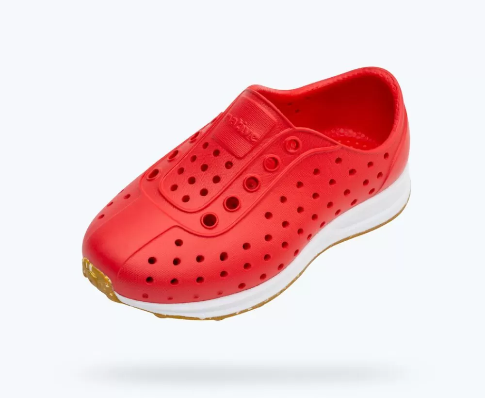 Native Shoes Shoes^Robbie Sugarlite Child Hyper Red/ Shell White/ Mash Speckle Rubber